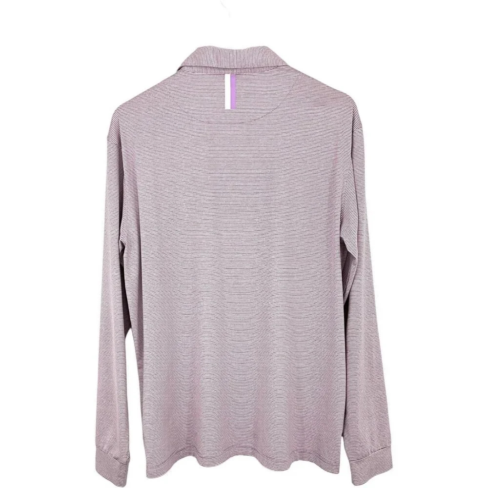 Rhoback The Whaler Performance Polo Purple Heather Stripe Men's L Long Sleeve - Picture 4 of 11